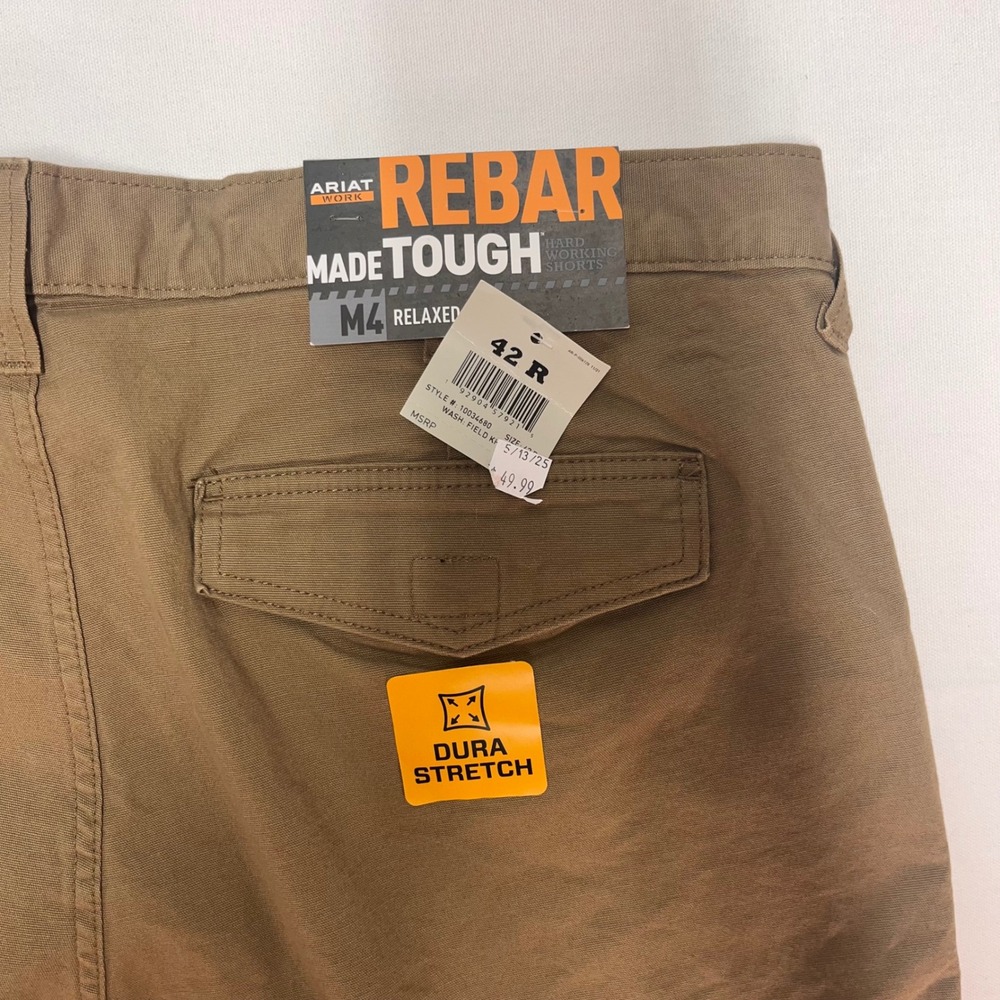 ARIAT Rebar M4 Relaxed Fit Work Shorts DuraStretch Brown Size 42 Cargo - Picture 4 of 8